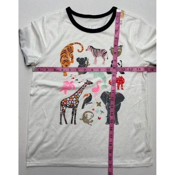 Mudd Girls White Animal Ringer Tee Sz 12 New Koala Zebra Sloth Turtle White - Picture 5 of 7